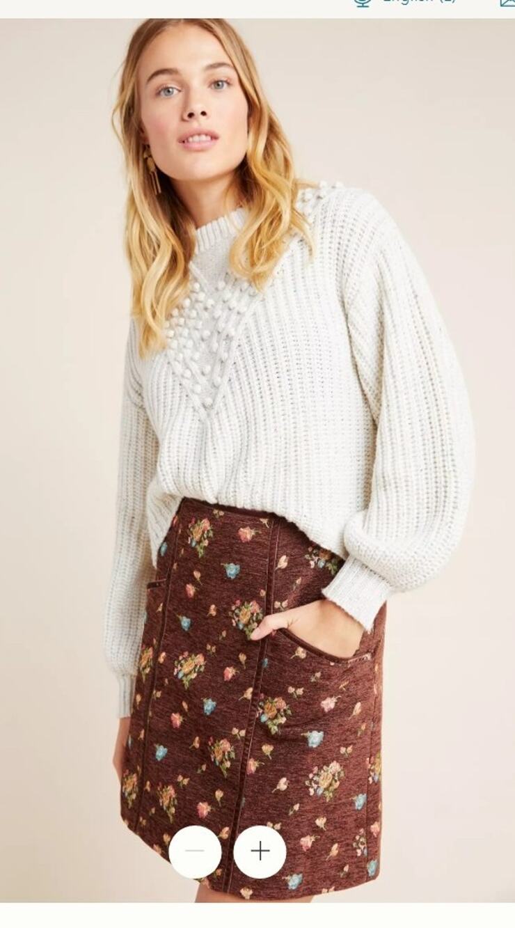 Anthropologie Hutch Floral Tapestry Jacquard Mini Skirt Brown Size 2 A-Line